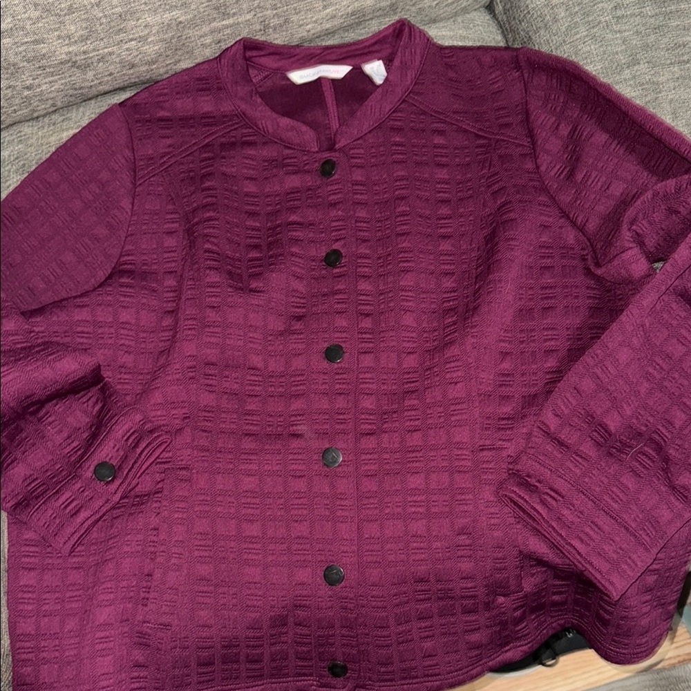 Plum Textured Button-Up Jacket